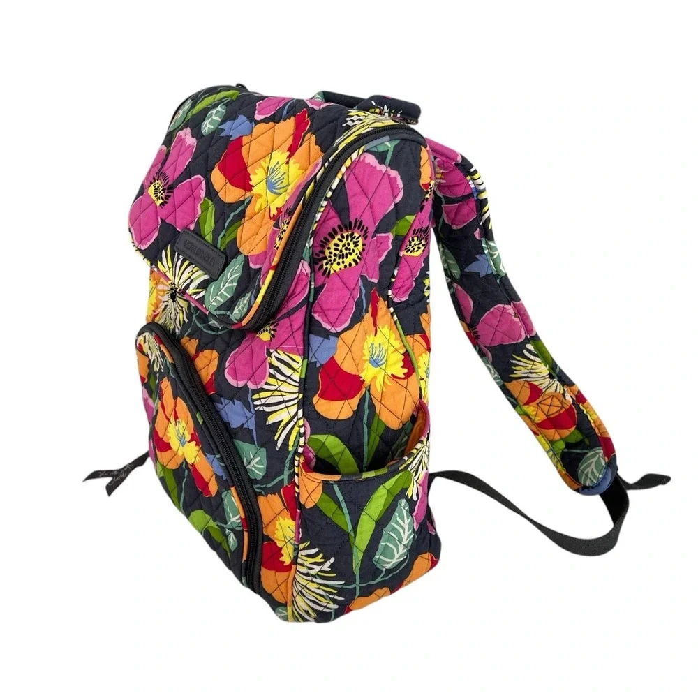 Vera Bradley Jazzy Blooms Backpack Quilted Large Excellent Shape - Picture 2 of 8